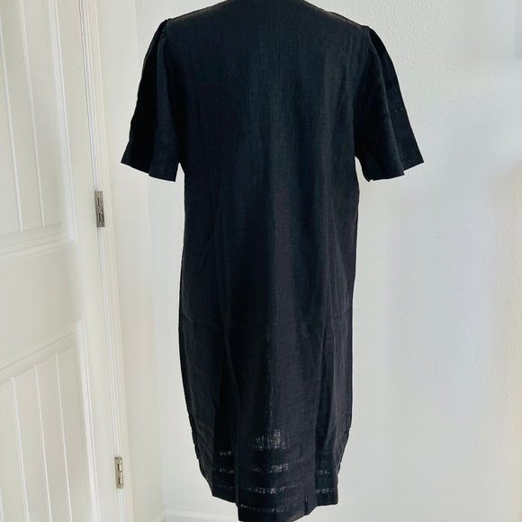 NWT Nicole Miller Original Ladies' Black Pleated Hem Linen Blend Tee Shirt Dress - Picture 8 of 11